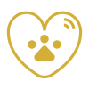 Heart with dog paw icon symbolizing our loving pet feeding and care services