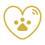 Heart with dog paw icon symbolizing our loving pet feeding and care services